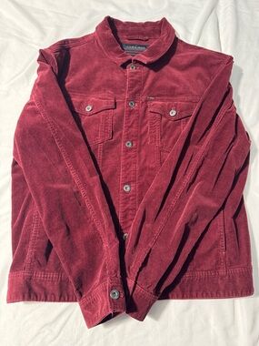 ZARA Man Burgundy Corduroy Trucker Jacket Large Casual Layering Piece Street